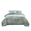 Eden 3 Piece King Quilt Set, Peacock Print, Green Microfiber