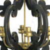 Aki 21 Inch Carved Wood Chandelier, 6 Lights, Vintage Classic, Black, Gold