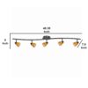 5 Light Glass Shade 120V Metal Track Light Fixture, Black and Yellow
