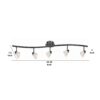 5 Light 120V Metal Track Light Fixture with Glass Shade, Black and White