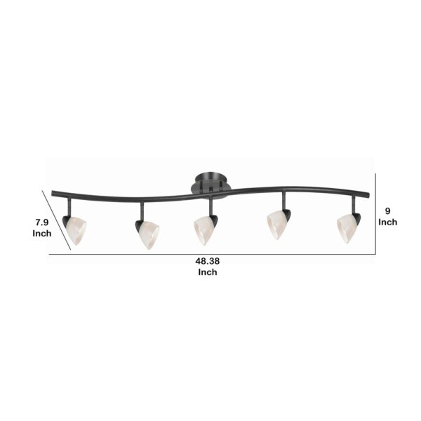 5 Light 120V Metal Track Light Fixture with Glass Shade, Black and White