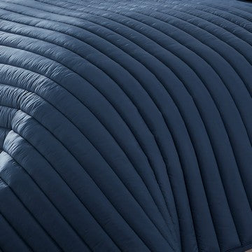 Cabe 3 Piece Queen Comforter Set, Polyester Puffer Channel Quilt, Navy Blue