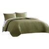 Cabe 3 Piece Queen Comforter Set, Polyester Puffer Channel Quilted, Green