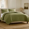 Cabe 3 Piece Queen Comforter Set, Polyester Puffer Channel Quilted, Green