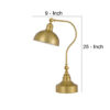 25 Inch Metal Curved Desk Lamp, Adjustable Dome Shade, Brass