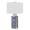 27 Inch Coastal Ceramic Table Lamp, Dimmer, Sea Shells, Blue