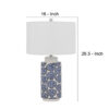 27 Inch Coastal Ceramic Table Lamp, Dimmer, Sea Shells, Blue