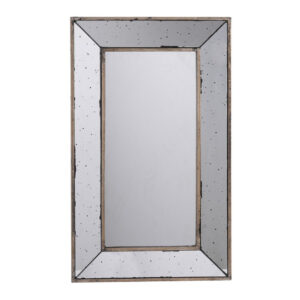 Filo 24 Inch Wall Mirror, Raised Tray Edges, Mirrored Rectangular Frame