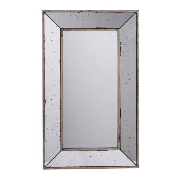 Filo 24 Inch Wall Mirror, Raised Tray Edges, Mirrored Rectangular Frame