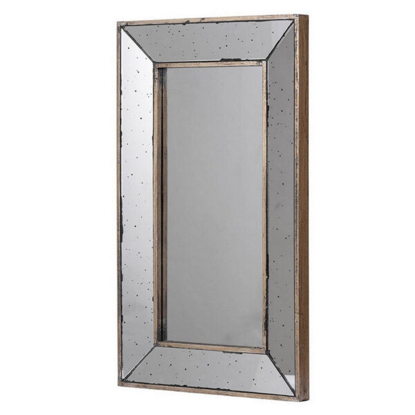Filo 24 Inch Wall Mirror, Raised Tray Edges, Mirrored Rectangular Frame