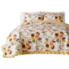 Kelsa 3 Piece Queen Quilt Set with 2 Pillow Shams and Cotton Fill, Gold