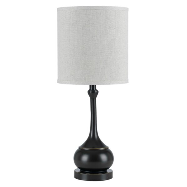 Elongated Bellied Shape Metal Accent Lamp with Drum Shade, Black