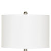 Metal Table Lamp with Fabric Drum Shade, White and Silver