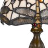 Metal Body Tiffany Table Lamp with Dragonfly Design Shade, Multicolor