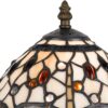 Metal Body Tiffany Table Lamp with Dragonfly Design Shade, Multicolor