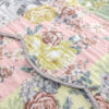 Eni 3 Piece Queen Cotton Quilt Set, Vibrant Pastel Blue Flowers, Scalloped