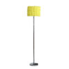 Finn 63 Inch Glamorous Floor Lamp, Rose Accent Shade, 100W, Yellow, Silver