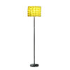 Finn 63 Inch Glamorous Floor Lamp, Rose Accent Shade, 100W, Yellow, Silver