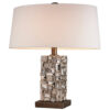 Table Lamp with Abstract Mirror Block Base, Bronze