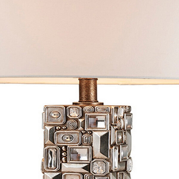 Table Lamp with Abstract Mirror Block Base, Bronze
