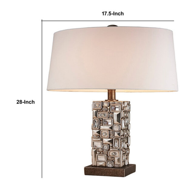 Table Lamp with Abstract Mirror Block Base, Bronze