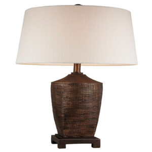 Table Lamp with Polyresin Urn Shape Base, Bronze