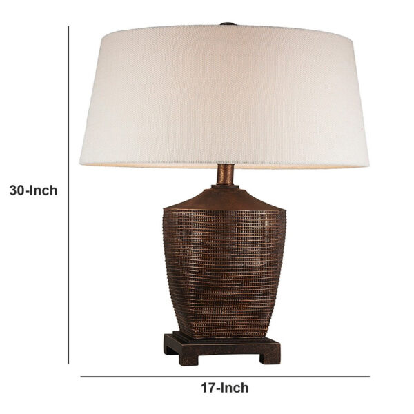 Table Lamp with Polyresin Urn Shape Base, Bronze