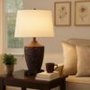 Table Lamp with Polyresin Urn Shape Base, Bronze