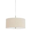 Metal Pendant Lighting with Fabric Circular Drum Shade, Off White