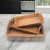 Rectangular Wooden Serving Tray with Cut Out Handles, Set of 3, Brown