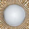 27 Inch Round Wall Mount Accent Decor Mirror, Sunburst, Iron Frame, Gold