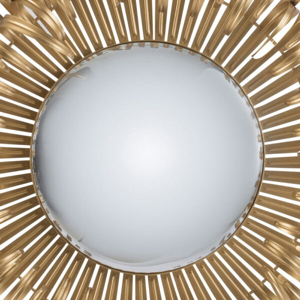 27 Inch Round Wall Mount Accent Decor Mirror, Sunburst, Iron Frame, Gold