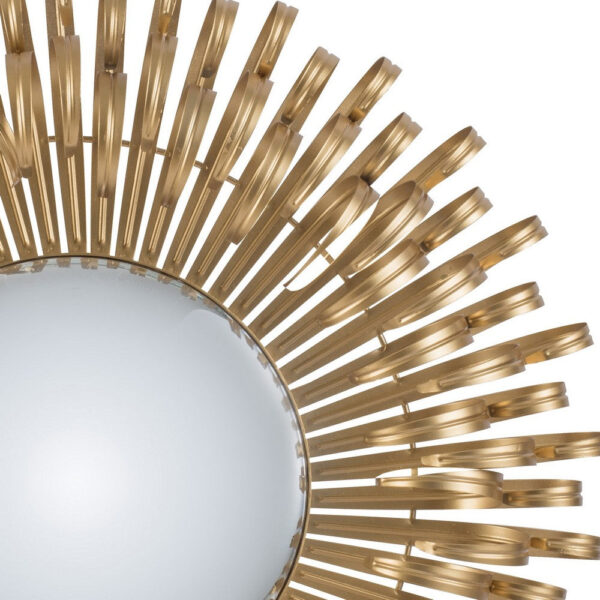 27 Inch Round Wall Mount Accent Decor Mirror, Sunburst, Iron Frame, Gold