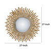 27 Inch Round Wall Mount Accent Decor Mirror, Sunburst, Iron Frame, Gold
