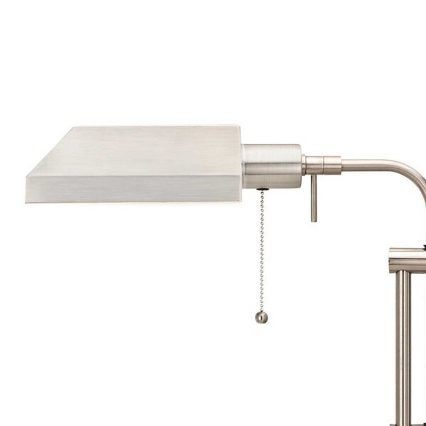 Metal Rectangular Desk Lamp with Adjustable Pole, Silver