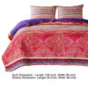 Dora 3 Piece Bohemian King Quilt Set, Medallion, Paisley, Pink, Blue