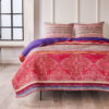 Dora 3 Piece Bohemian King Quilt Set, Medallion, Paisley, Pink, Blue