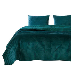 Bann 3 Piece King Quilt Set with Geometric Design, Green