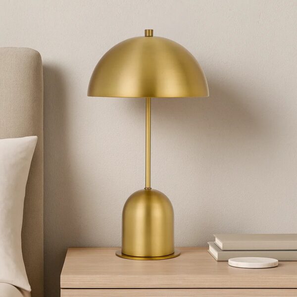 20 Inch Metal Accent Table Lamp with Dome Shade, Brass