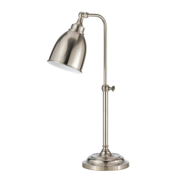 Metal Round 25" Table Lamp with Adjustable Pole, Silver