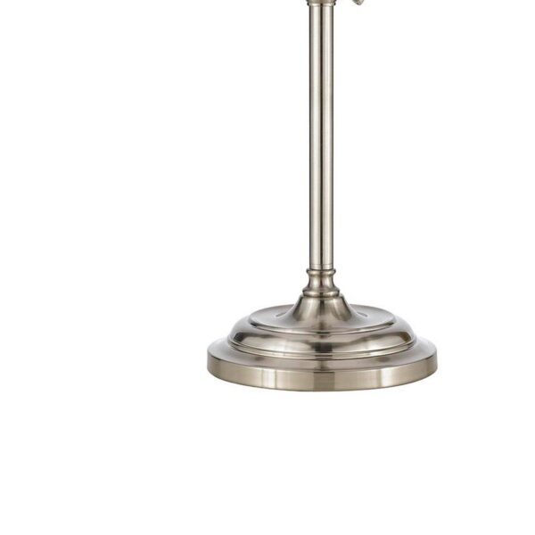 Metal Round 25" Table Lamp with Adjustable Pole, Silver