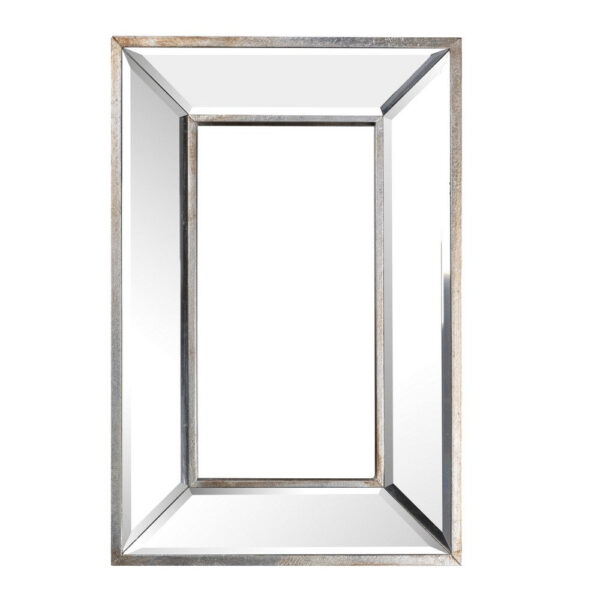 Toby 12 x 18 Inch Wall Mount Accent Mirror, Antique Silver Wood Frame