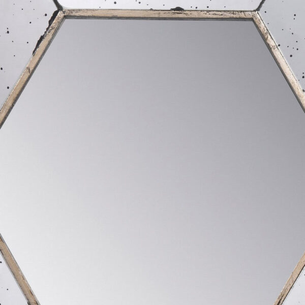 Filo 21 Inch Wall Accent Mirror, Raised Tray Edges, Hexagonal Mirror Frame