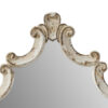 30 Inch Accent Wall Mirror, Carved Ornate Scrollwork Antique White Fir Wood