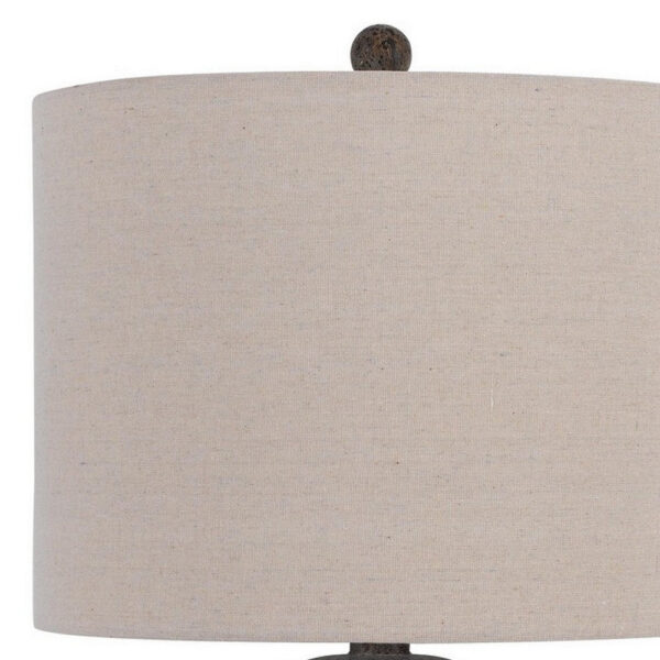 31 Inch Accent Table Lamp, Resin Turned Base, Set of 2, Beige, Gray