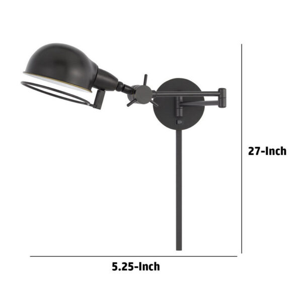 Kash 27 Inch Vintage Wall Lamp, Swing Arm, Adjustable Metal Shade, Bronze