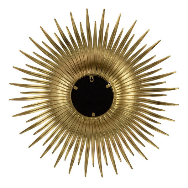 28 Inch Wall Mount Accent Mirror with Round Sunburst Iron Frame, Gold
