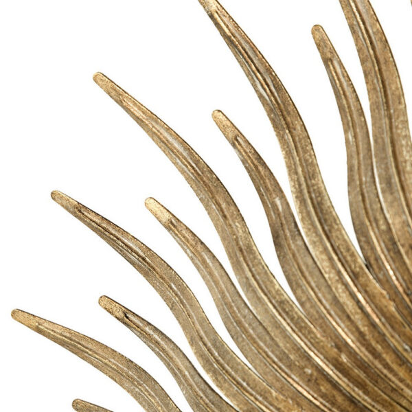 28 Inch Wall Mount Accent Mirror with Round Sunburst Iron Frame, Gold