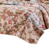 Rome 3 Piece Microfiber Reversible Floral Print Queen Quilt Set, Multicolor
