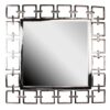 Modern Style Metal Openwork Square Framed Mirror, Silver
